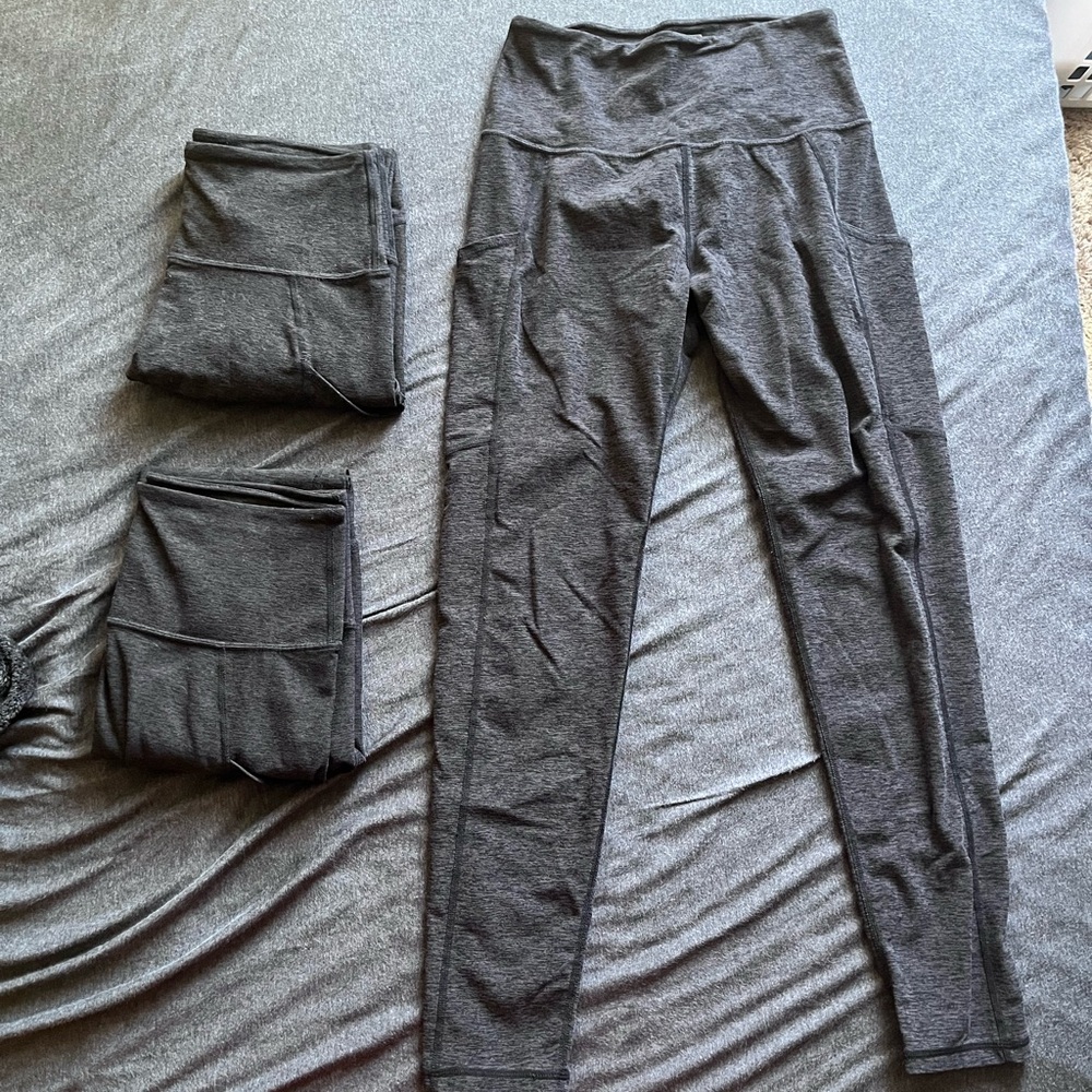 bundle of 3 kirkland signature dark heather grey leggings